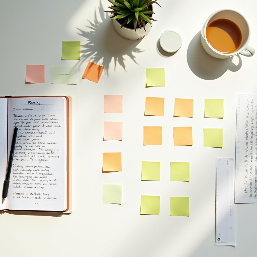 Thoughtful program design session with notes and structured planning